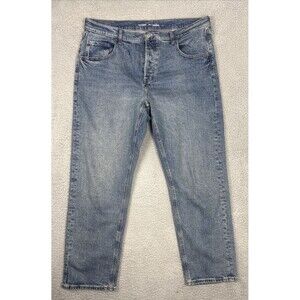 Old Navy Medium Wash High Rise Slouchy Straight Leg Jeans Button Fly Size 14